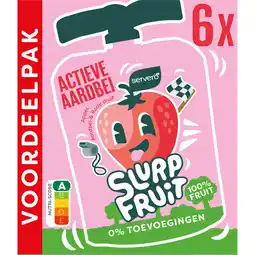 Jumbo Servero Slurpfruit Actieve Aardbei Appel, Aardbei & Rode Druif Voordeelpak 6 x 90 g aanbieding