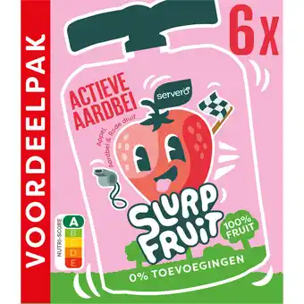 Jumbo Servero Slurpfruit Actieve Aardbei Appel, Aardbei & Rode Druif Voordeelpak 6 x 90 g aanbieding