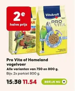 Pets Place Pro Vita of Homeland vogelvoer aanbieding