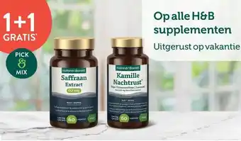 Holland & Barrett 1+1 GRATIS Op alle H&B supplementen Uitgerust op vakantie aanbieding