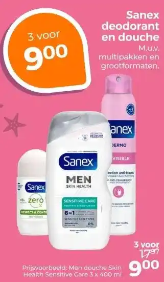 Trekpleister Sanex deodorant en douche aanbieding