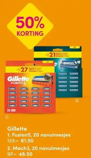 DA Gillette 1. Fusion5, 20 navulmesjes aanbieding