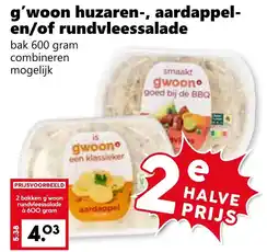 Coop g'woon huzaren, aardappel en/of rundvleessalade aanbieding