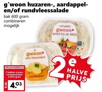 Coop g'woon huzaren, aardappel en/of rundvleessalade aanbieding