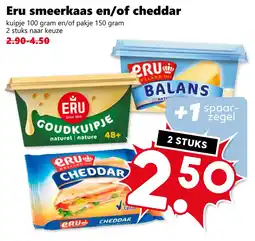 Coop Eru smeerkaas en of cheddar aanbieding