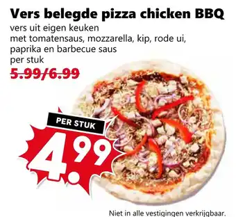 Coop Vers belegde pizza chicken BBQ aanbieding