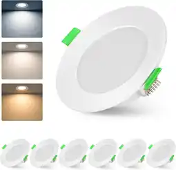Amazon LED inbouwspot 230V plat 7W 700lm 3000K / 4000K / 6500K gatuitsparing Ø 75-95mm IP44 set van 6 aanbieding