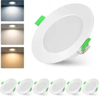 Amazon LED inbouwspot 230V plat 7W 700lm 3000K / 4000K / 6500K gatuitsparing Ø 75-95mm IP44 set van 6 aanbieding