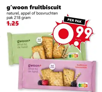Coop G'woon fruitbiscuit naturel, appel of bosvruchten aanbieding