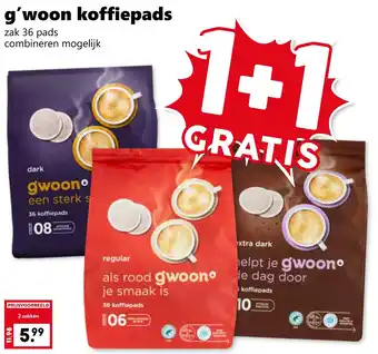 Coop G'woon koffiepads aanbieding