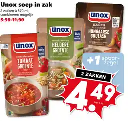 Coop Unox soep in zak aanbieding