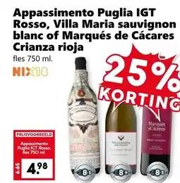 Coop Appassimento Puglia IGT Rosso, Villa Maria sauvignon blanc of Marqués de Cácares Crianza rioja aanbieding