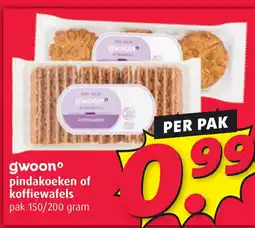 Boni gwoon pindakoeken of koffiewafels aanbieding