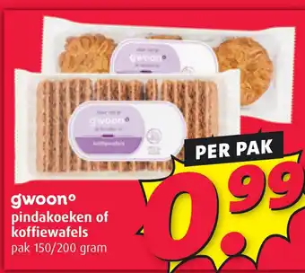 Boni gwoon pindakoeken of koffiewafels aanbieding