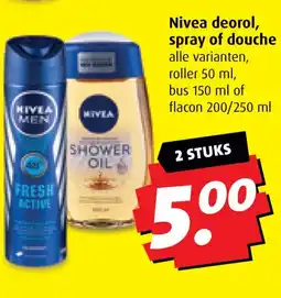Boni Nivea deorol, spray of douche aanbieding