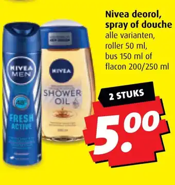 Boni Nivea deorol, spray of douche aanbieding