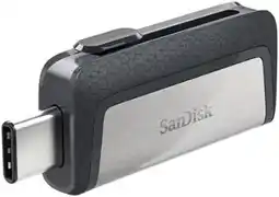 Amazon SanDisk Ultra 64 GB Dual Type-C USB 3.0 Flash Drive, Silver aanbieding