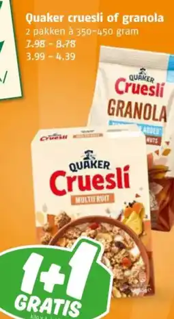 Poiesz Quaker cruesli of granola aanbieding