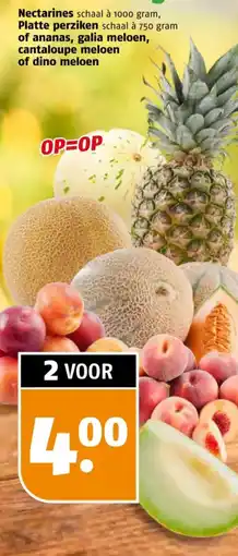 Poiesz Nectarines, Platte perziken of ananas, galia meloen, cantaloupe meloen of dino meloen aanbieding