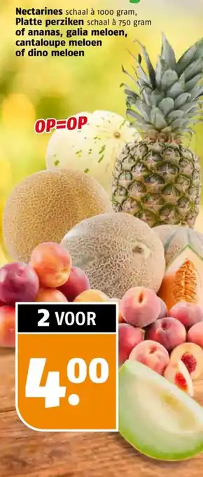 Poiesz Nectarines, Platte perziken of ananas, galia meloen, cantaloupe meloen of dino meloen aanbieding