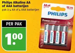 Poiesz Philips Alkaline AA of AAA batterijen aanbieding