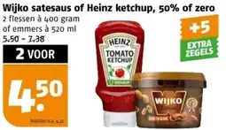 Poiesz Wijko satesaus of Heinz ketchup, 50% of zero aanbieding