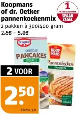Poiesz Koopmans of dr. Oetker pannenkoekenmix aanbieding