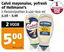 Poiesz Calvé mayonaise, yofresh of Hellmann's aanbieding