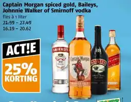 Poiesz Captain Morgan spiced gold, Baileys, Johnnie Walker of Smirnoff vodka aanbieding