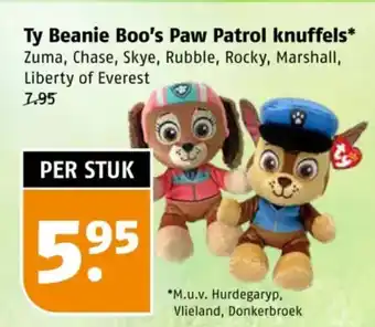 Poiesz Ty Beanie Boo's Paw Patrol knuffels aanbieding