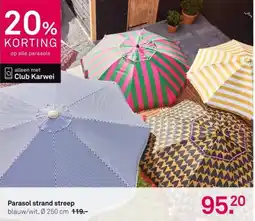 Karwei Parasol strand streep blauw wit aanbieding