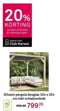 Karwei Silvano pergola douglas met schaduwdoek aanbieding