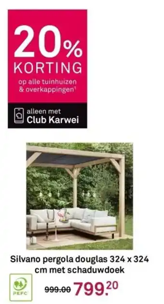 Karwei Silvano pergola douglas met schaduwdoek aanbieding
