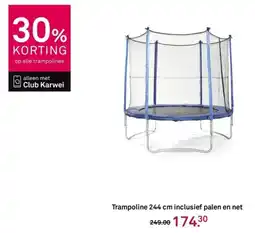 Karwei Trampoline 244 cm inclusief palen en net aanbieding