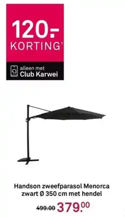 Karwei Handson zweefparasol Menorca zwart met hendel aanbieding