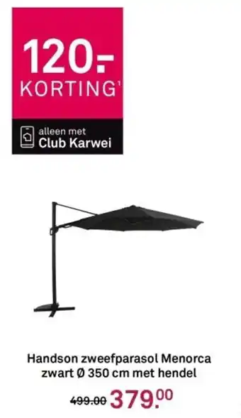 Karwei Handson zweefparasol Menorca zwart met hendel aanbieding