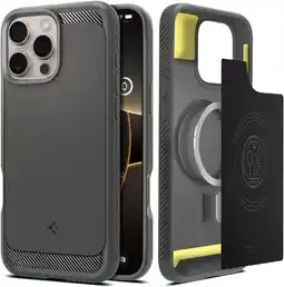 Amazon Spigen Rugged Armor MagFit Case voor iPhone 16 Pro, Compatibel met MagSafe accessories hoesje -Grijs aanbieding