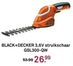 Karwei BLACK+DECKER 3,6V struikschaar GSL300 QW aanbieding