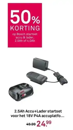 Karwei 2.5Ah Accu+Lader startset voor het 18V P4A accuplatfo aanbieding