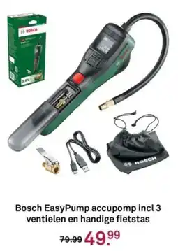 Karwei Bosch EasyPump accupomp incl 3 ventielen en handige fietstas aanbieding