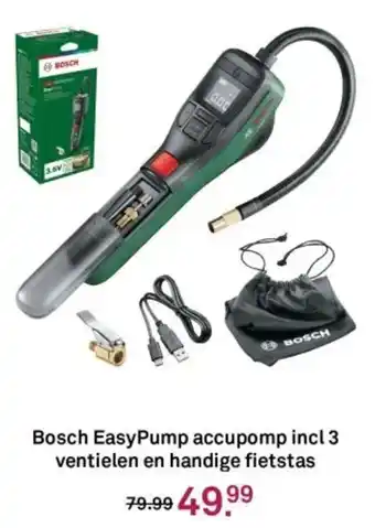 Karwei Bosch EasyPump accupomp incl 3 ventielen en handige fietstas aanbieding