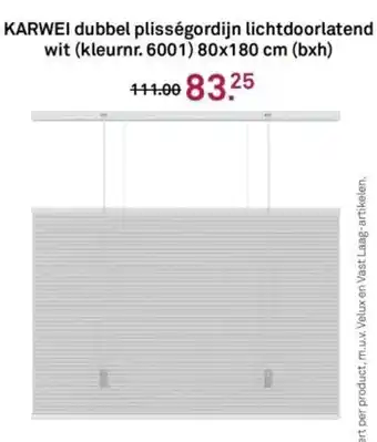 Karwei KARWEI dubbel plisségordijn lichtdoorlatend wit aanbieding