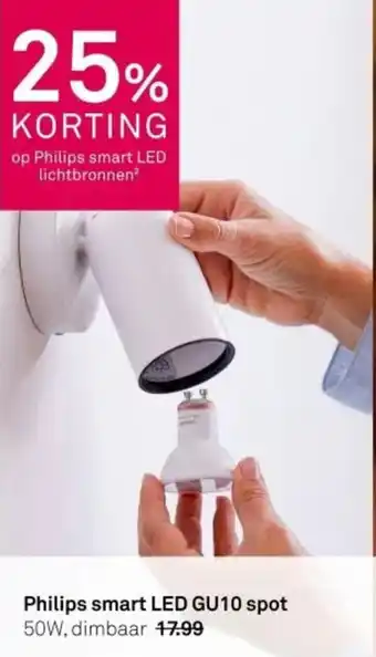 Karwei Philips smart LED GU10 spot aanbieding