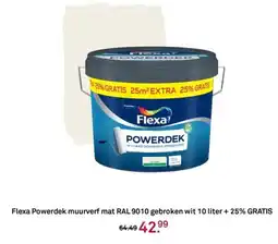 Karwei Flexa Powerdek muurverf mat RAL 9010 gebroken wit 10 liter + 25% GRATIS aanbieding