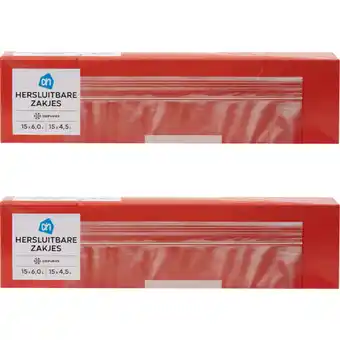 Albert Heijn AH Hersluitbare zakjes 4,5 & 6 liter 2-pack aanbieding