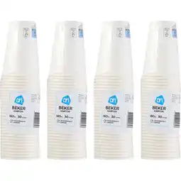 Albert Heijn AH Kartonnen beker wit 4-pack aanbieding