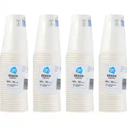 Albert Heijn AH Kartonnen beker wit 4-pack aanbieding