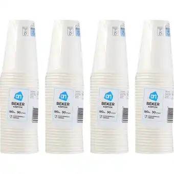 Albert Heijn AH Kartonnen beker wit 4-pack aanbieding