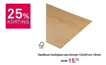 Karwei Hardhout multiplex voor binnen 18mm aanbieding