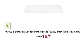 Karwei AGNES plafondplaat vochtwerend wit stuc 120x60 cm aanbieding